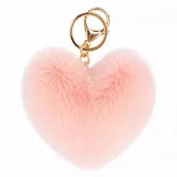 고퀄리티   귀여운 키링 핑크 여성 열쇠고리 하트 털