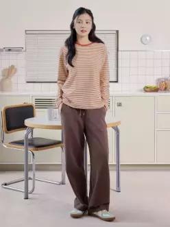 탑텐 TOPTEN 여성 소프트 테리 스트레이트 스웨트팬츠 MSG PT2901