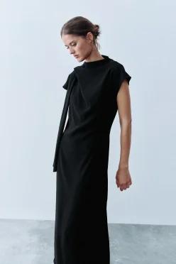 ZARA 자라 스카프 미디 원피스 블랙 8617 743 800