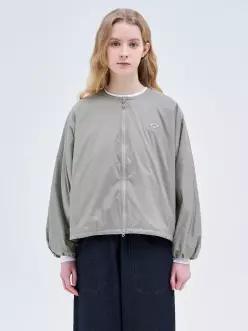 Danton Women Insulation Collarless Oversized Jacket - Light Grey