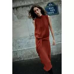 ZARA 자라 MID 미드I 미디 DRESS 드레스 원피스 KNOT 노트 매듭 - Brick 8712/322/701