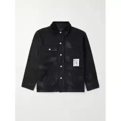 26 FW 네이버후드 블랙 코듀로이 트림 페인트 스플래터 데님 재킷 TP571353748