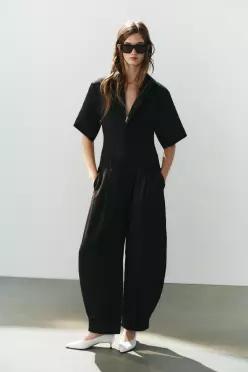 자라 ZARA 트렌치 롱 점프수트 - 블랙 7838/194/800