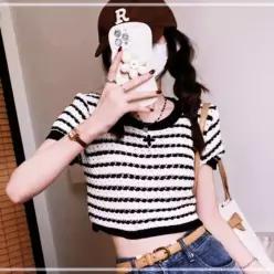 맨투맨티셔츠 크롭티 단가라티셔츠 맨투맨 여성 노브라티 어린이티셔츠 여성봄티셔츠 귀여운 61WEBE5CD