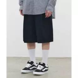 DECET Cotton 2Pleats Shorts DCPT041Navy 537001