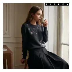 시슬리 26FW 플라워자수 풀오버 스웨터