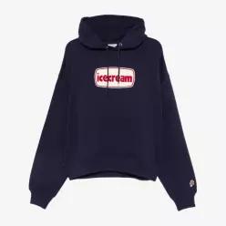 로고 드로우스트링 후드 티셔츠 ICPH26232 NAVY