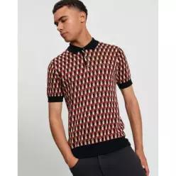 Ben Sherman 벤 셔먼 올 오버 자카드 폴로 - 블랙 7704087