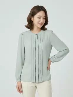 [꼼빠니아][꼼빠니아]배색 절개 쉬폰 블라우스-CS23RB0302253A