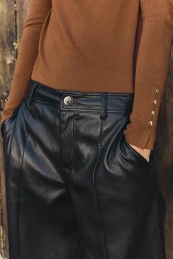 ZARA 자라 페이크 레더 일자 팬츠 블랙 4387 281 800