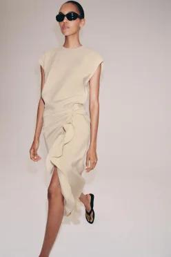 ZARA 프릴 미디 원피스 ZW 컬렉션 - 미디움 크림 2022/828/715 649833
