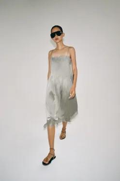 ZARA ZW 컬렉션 레이스 미디 원피스 - 미디움 그레이 5919/241/809 649827