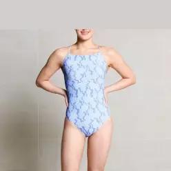 웨이브 플라워 더블X백 원피스 수영복 블루 B6SWSWS018BLU LE1221731541