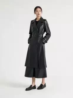 벨 마르슈 [최초가 202 000원] Faux Leather Double Breated Trench Coat