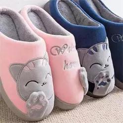[라일리] Rly 두툼한 겨울 실내화 고양이 극세사 따뜻한 보온