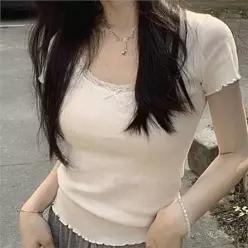[라일리여성의류] Rly 티셔츠 스퀘어넥 레이스 상의 이너웨어 라운지