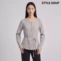 사이드 스트랩 슬림핏 블라우스 (택가격: 79000원)