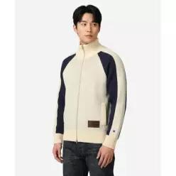CHAMPION 자카드 빅 C로고 니트 집업 Ivory
