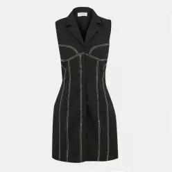 Off White 오프 화이트 칼라 네크 미니 블레이저 드레스 - 블랙 7624907