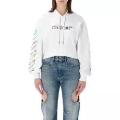 플로럴 로고 크롭 후드 티셔츠 OWBB056S26FLE001 0110