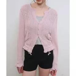 제너럴아이디어 GENERALIDEA 부클레 펀칭 프릴 가디건 PINK GLKC523 GLKC523PI 349533