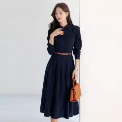 시크라인 (~XXL까지) 루누 플리츠 플레어 벨트 피스 봄 가을 하객룩 오피스룩 모임룩 격식룩 빅사이즈14845