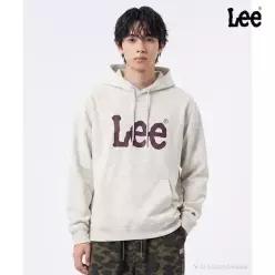 리 LEE 빅 트위치 로고 후드 티셔츠 오트밀 LE2603HD01OT