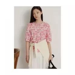 빈폴 BEANPOLE LADIES 다리아송 올오버 반소매 퍼프 블라우스 레드 BF6565K516 502430