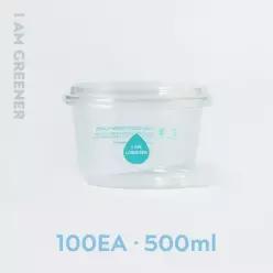 [아이엠그리너]물방울 인쇄 500ml 친환경 PLA 용기 100개
