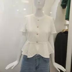 여름 스판 격자무늬 페플럼 자켓 겸용 블라우스 (504460) _EPT