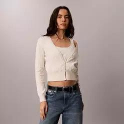 CALVIN KLEIN JEANS 진 여성 AOP 2in1 가디건 탱크 47H380G YAS 7333340 47H380GYAS