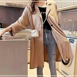 여성 패션 코디 봄 롤업 린넨 얇은 가을 캐주얼마이 데일리 룩 VWABE8CA