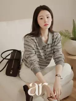(국내제작) (스트라이프/캐주얼무드/데일리추천) 브리즈 스트라이프 헨리넥 긴팔 가을니트 nt5616