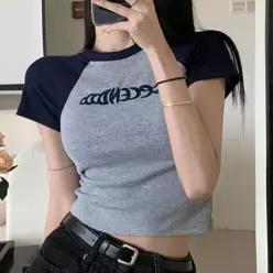 [라일리여성의류] Rly 골지 크롭 반팔 면티셔츠