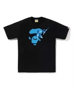 베이프 ABC 카모 에이프 페이스 STA 티셔츠 001TEL301009MBK9 BLACK BLUE DOM