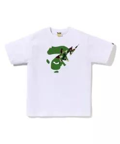 베이프 ABC 카모 에이프 페이스 STA 티셔츠 001TEL301009MWH0 WHITE GREEN DOM
