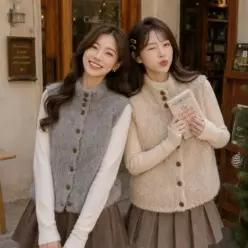 꼭찌꾹스토어 여성 하이넥 니트 조끼 가을 겨울 베스트