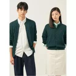코튼 케이블 라운드 카디건 그린 BC585AC18M