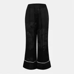 Off White 오프 화이트 플로럴 패턴 와이드 레그 파자마 팬츠 - 검정 7627823