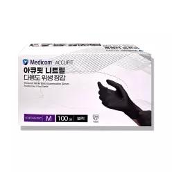 아큐핏 니트릴 위생 장갑 100입 블랙 M 100입, 1개, 다용도 고무 라텍스 요리 식품 청소 주방