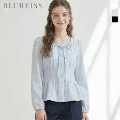 블루레이스 리본 포인트 페플럼 블라우스_BI6S1BL5141