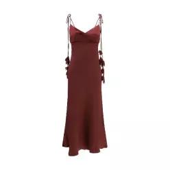 [K68]셀프포트레이트 RS26218MBU BURGUNDY 여성 원피스 롱 미디 미니 드레스 Satin fl