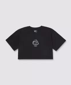 매장정품  VANS VN000MC5BLK1 그리닝 페이스 릴렉스 크롭 반소매 티셔츠 블랙 51