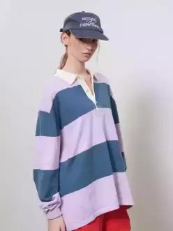 제너럴아이디어 generalideastandard UNI 스트라이프 럭비 티셔츠 VIOLET GF1UKP006