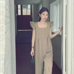 점프수트 하이 일자핏 여성 와이드한 베이지 NWC1040B
