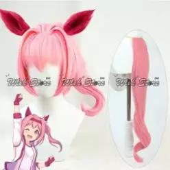 Umamusume Pretty Derby Haru Urara 코스프레 가발 핑크 머리 귀와 꼬리 여성 할로윈 파티 역할 놀이 소품