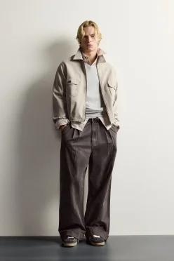 ZARA 자라 왁스드 페이크 크롭 오버셔츠 - 미디움 크림 8491/364/715