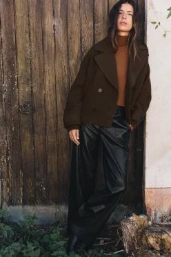 자라 ZARA 페이크 레더 일자 팬츠 - 블랙 4387/281/8001423875