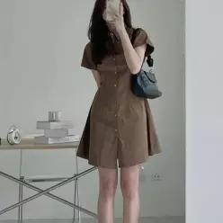 [라일리여성의류] Rly 슬림 카라 반팔 원피스 데일리룩