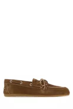 26FW 미우미우 블리치드 레더 보트 슈즈 5D123EFD005Z5O F0401 Camel